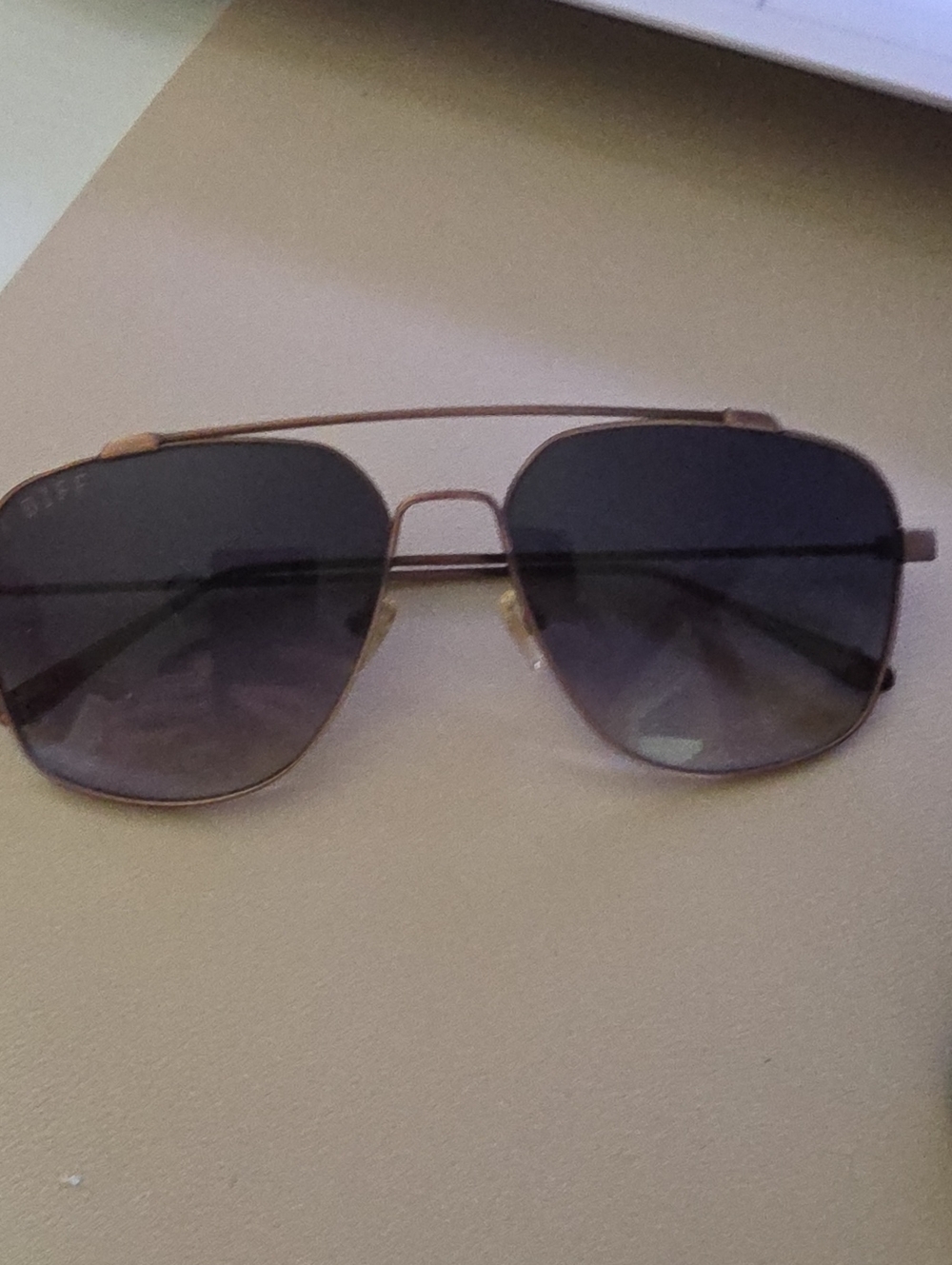 Classic Gold Aviator Sunglasses with Gradient Smoke Lenses DIFF Brand